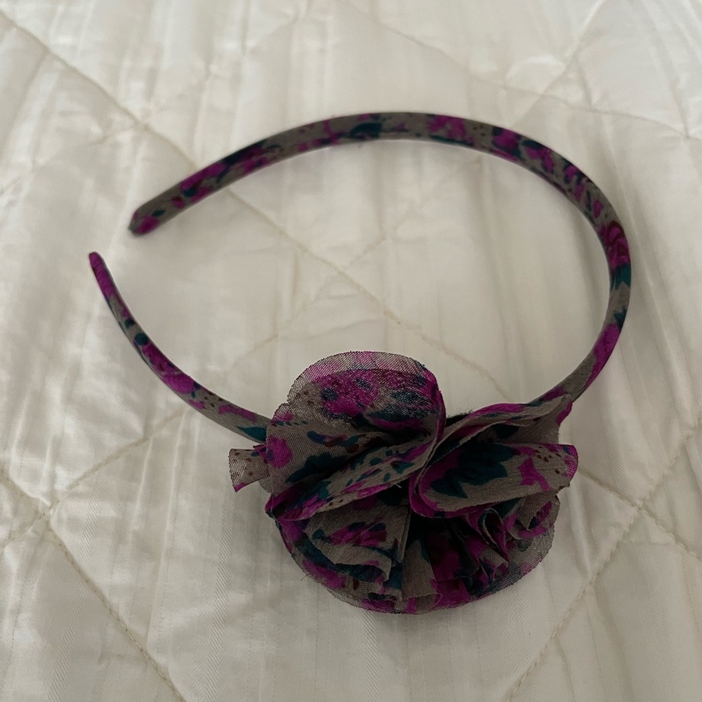 Floral Headband with Purple and Gray Accents